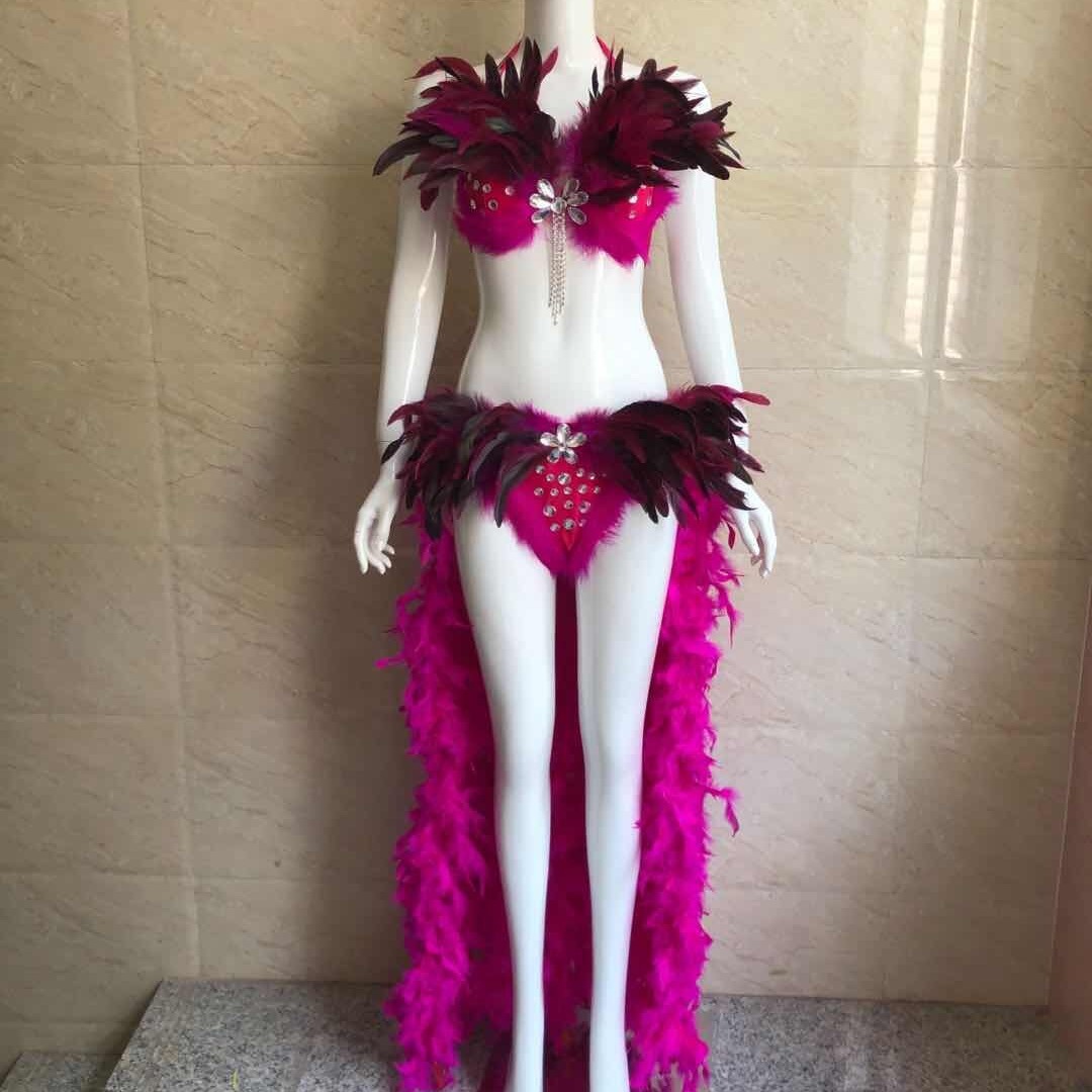 Thong Bikini Women - Женский костюм-бикини с перьями, топ-халтер со